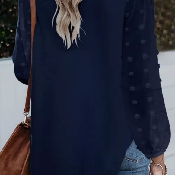 Blue Swiss Dot Blouse - Picture 2 of 8